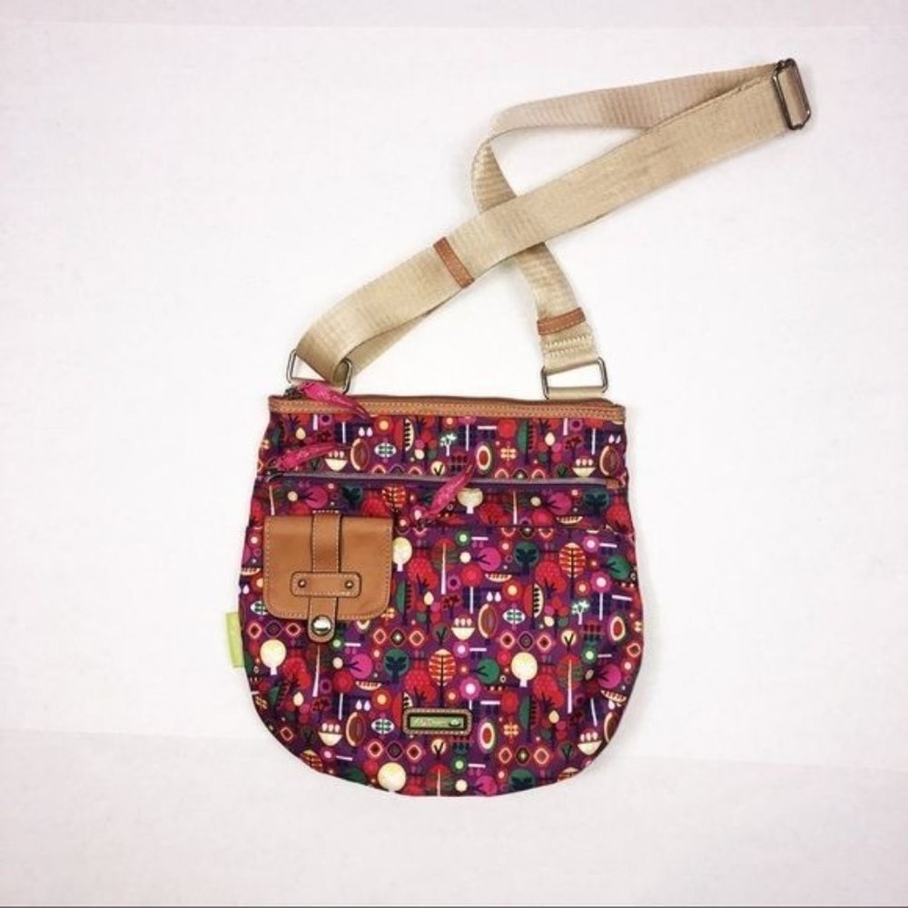 Lily Bloom Floral Print Crossbody Bag | Pink Purple Tan